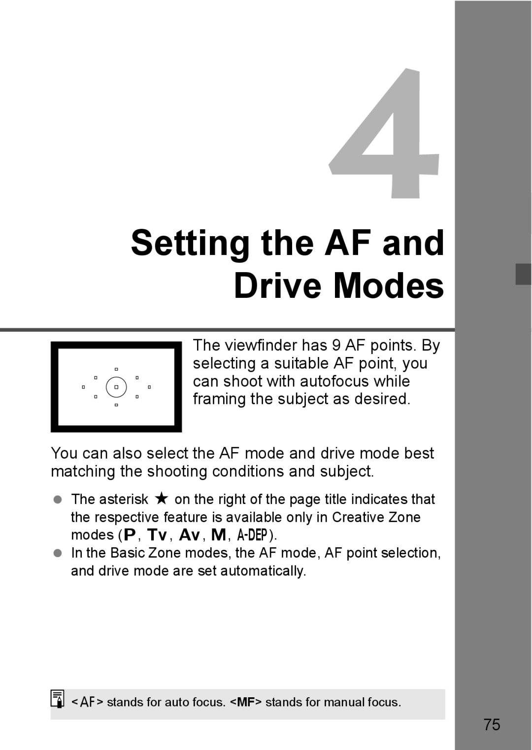 Canon EOS40D instruction manual Setting the AF Drive Modes 