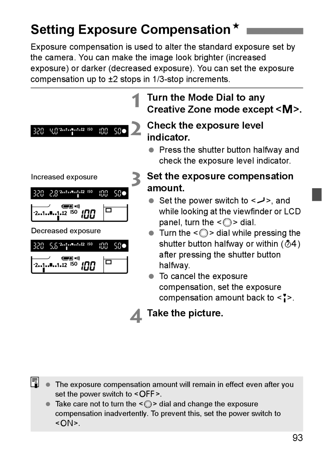 Canon EOS40D instruction manual Setting Exposure CompensationN, Set the exposure compensation amount 