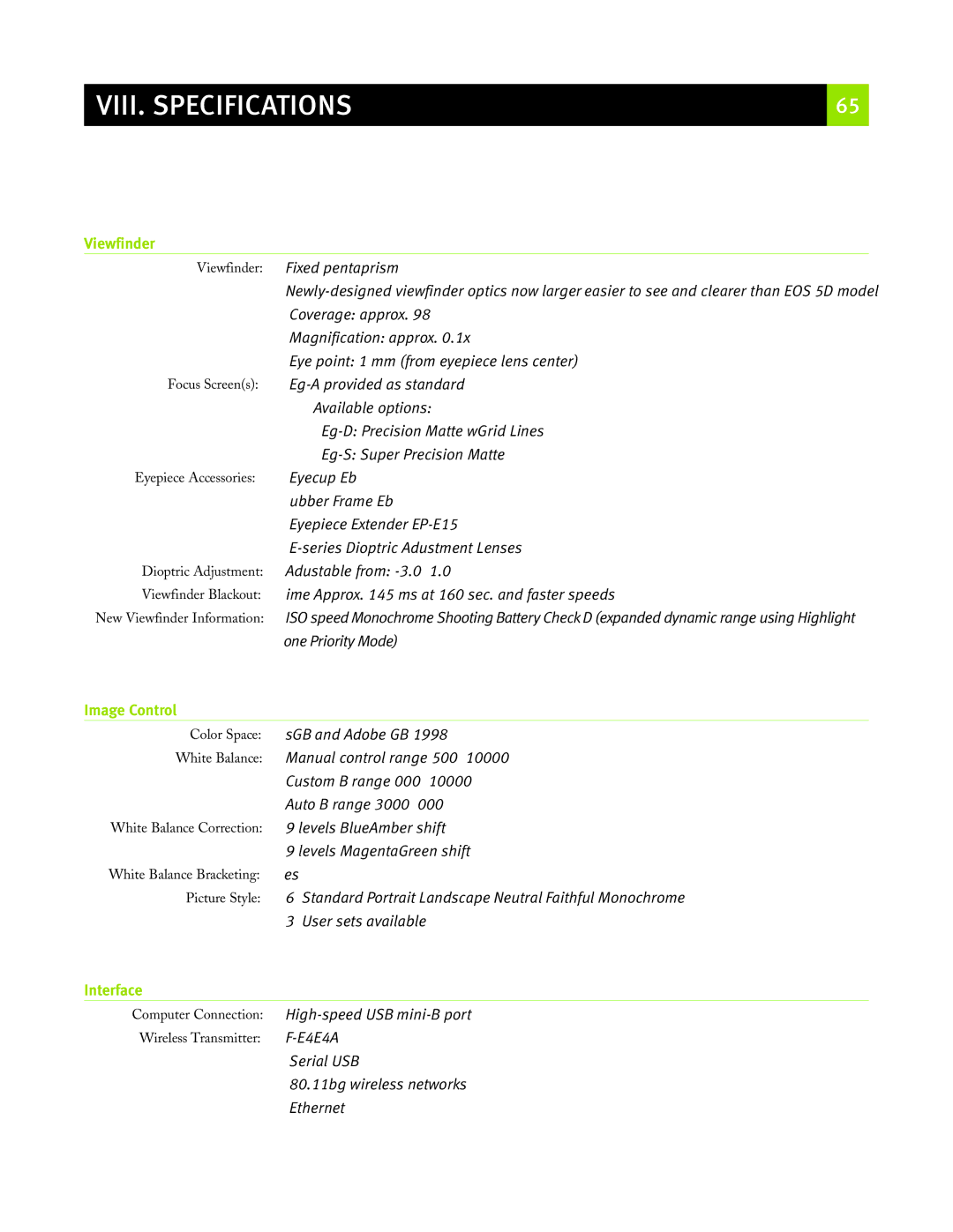 Canon eos5d manual WFT-E4/E4A 