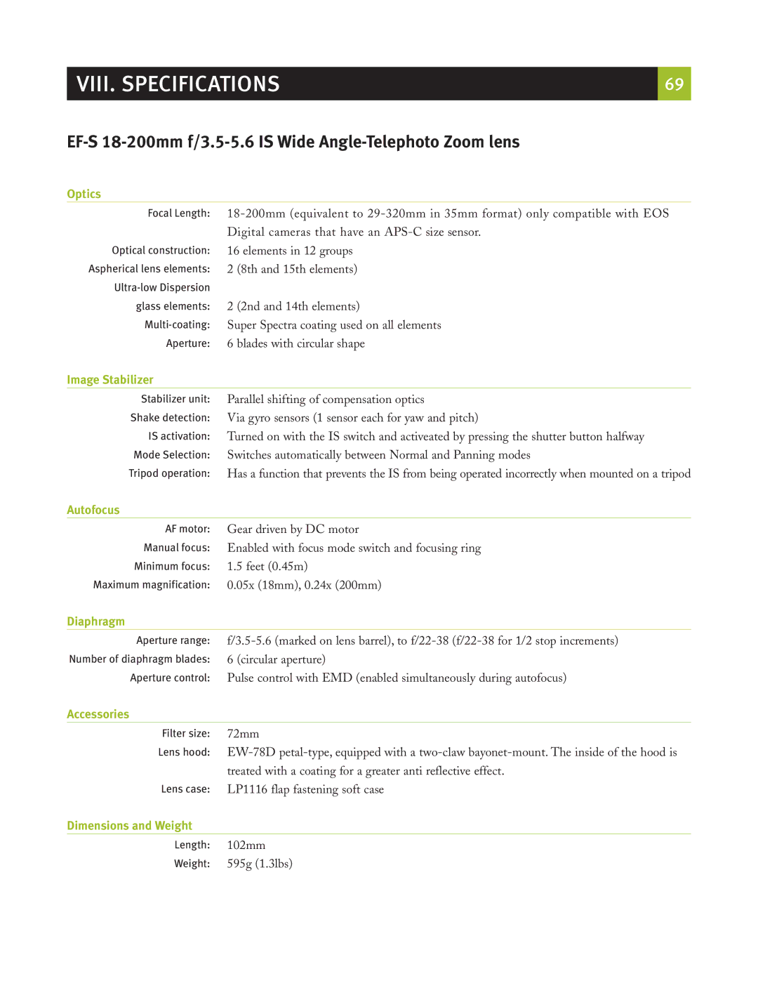 Canon eos5d manual Image Stabilizer, Autofocus 