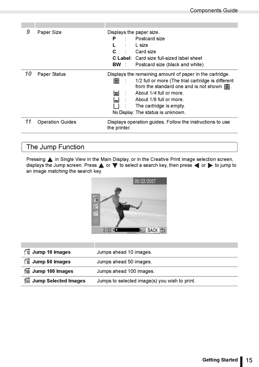 Canon ES20 manual Jump Function 