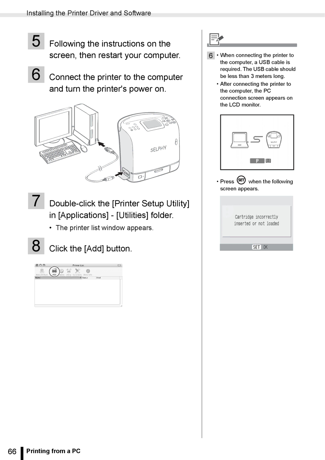 Canon ES20 manual Click the Add button, Printer list window appears 