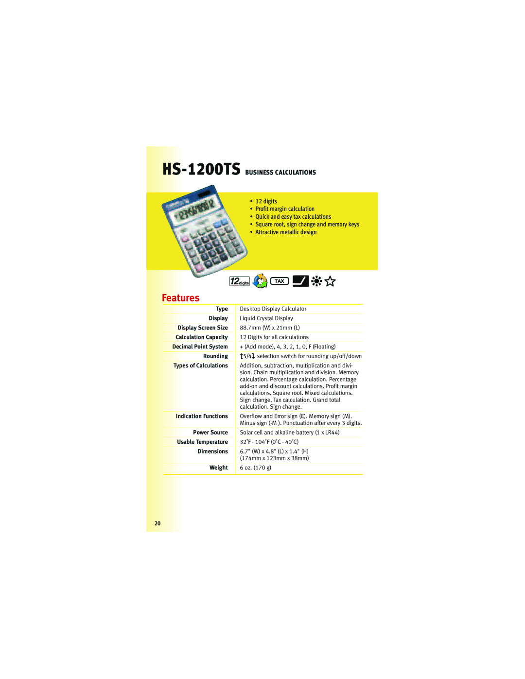 Canon Z-505, F-604, 5565B002, 5093B001 manual HS-1200TSBUSINESS Calculations 