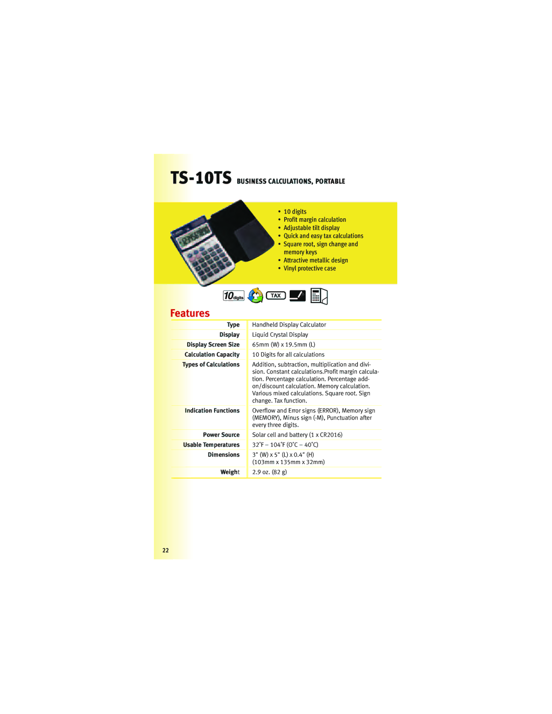 Canon 5565B002, F-604, 5093B001, Z-505 manual TS-10TSBUSINESS CALCULATIONS, Portable 