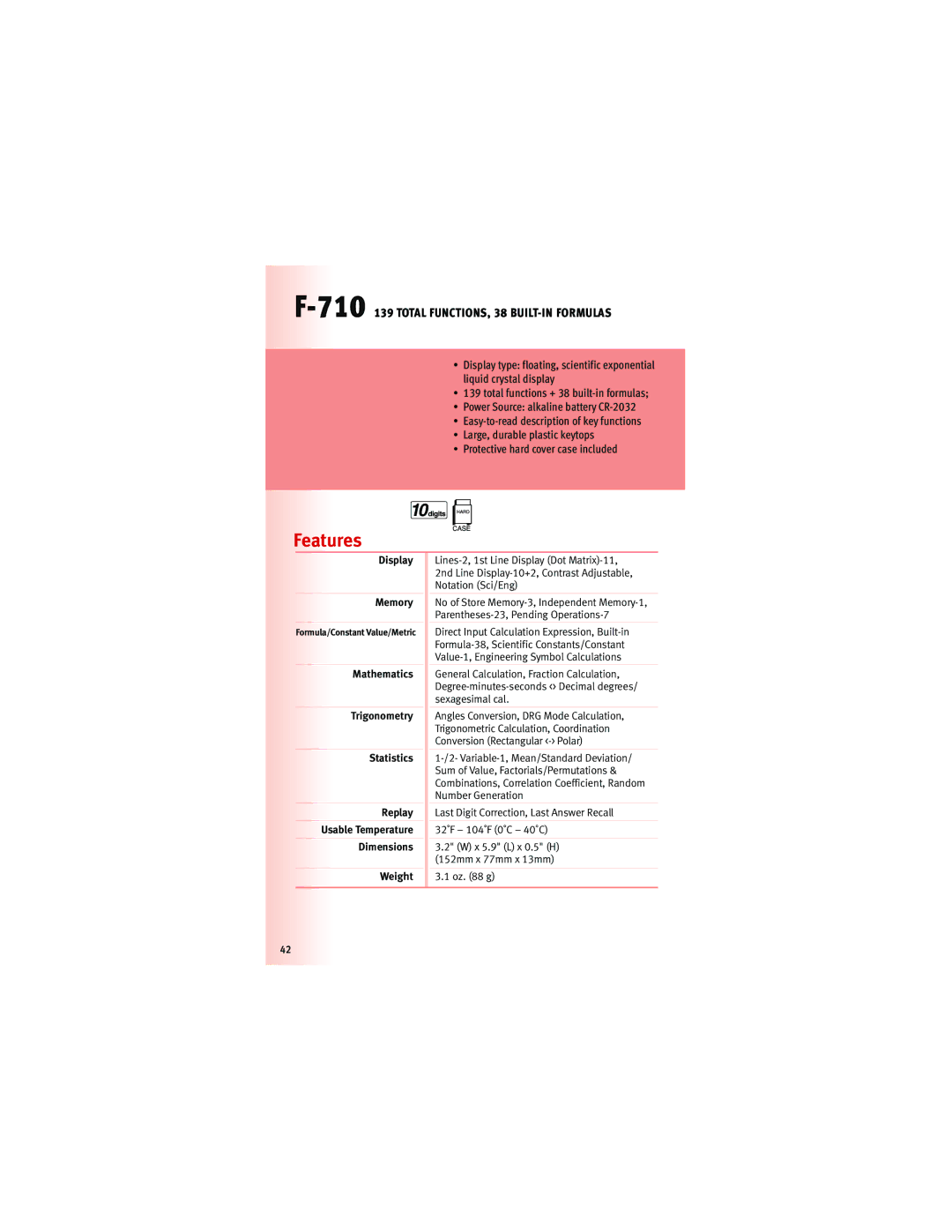 Canon 5565B002, F-604, 5093B001, Z-505 manual Total FUNCTIONS, 38 BUILT-IN Formulas 