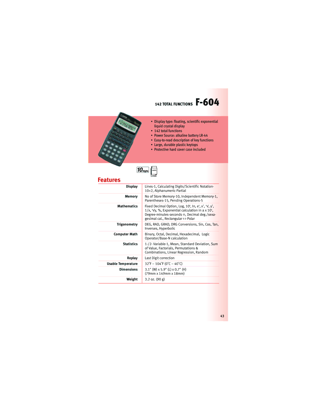 Canon 5093B001, 5565B002, Z-505 manual Total Functions F-604 