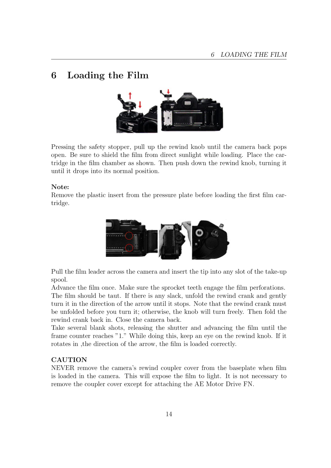 Canon F1-N manual Loading the Film 