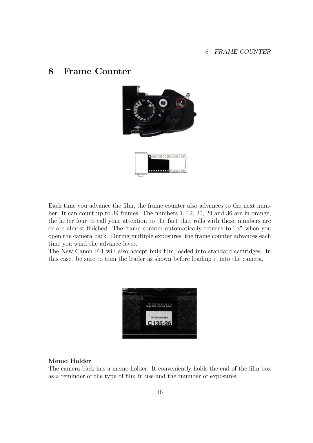 Canon F1-N manual Frame Counter 