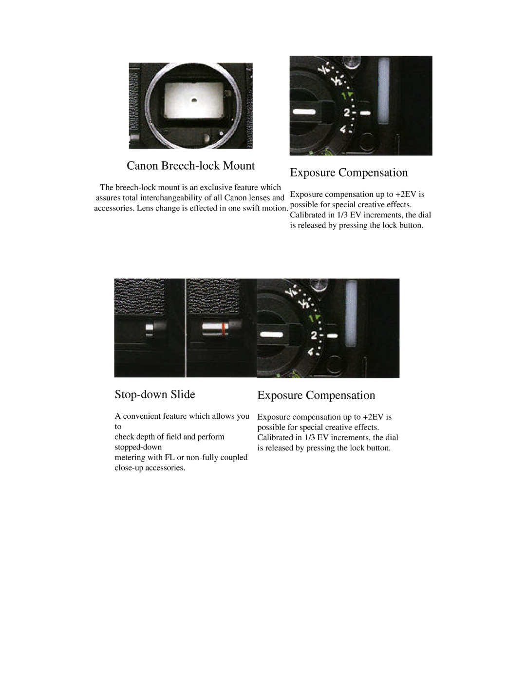 Canon F1-N manual Canon Breech-lock Mount Exposure Compensation 