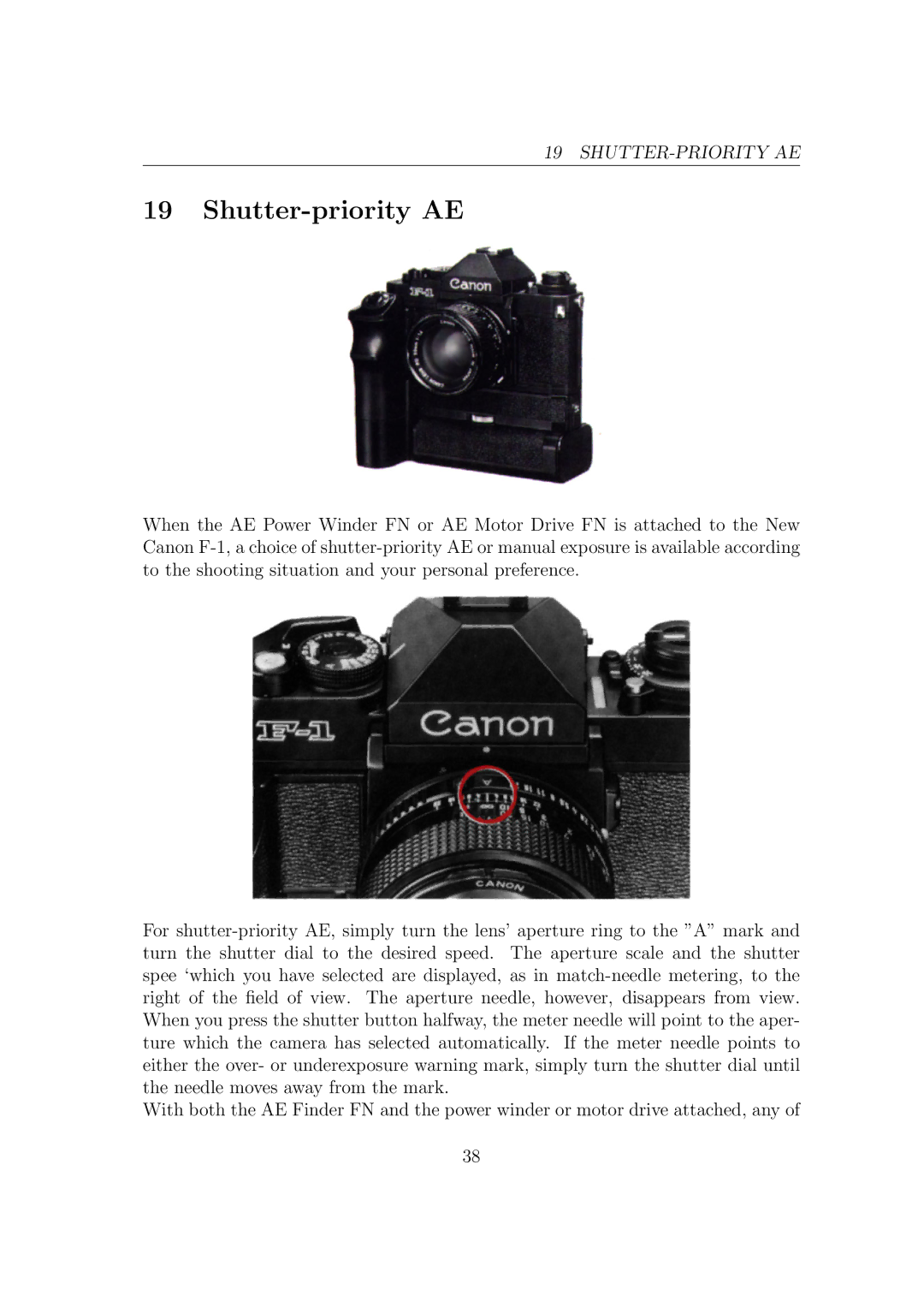 Canon F1-N manual Shutter-priority AE 