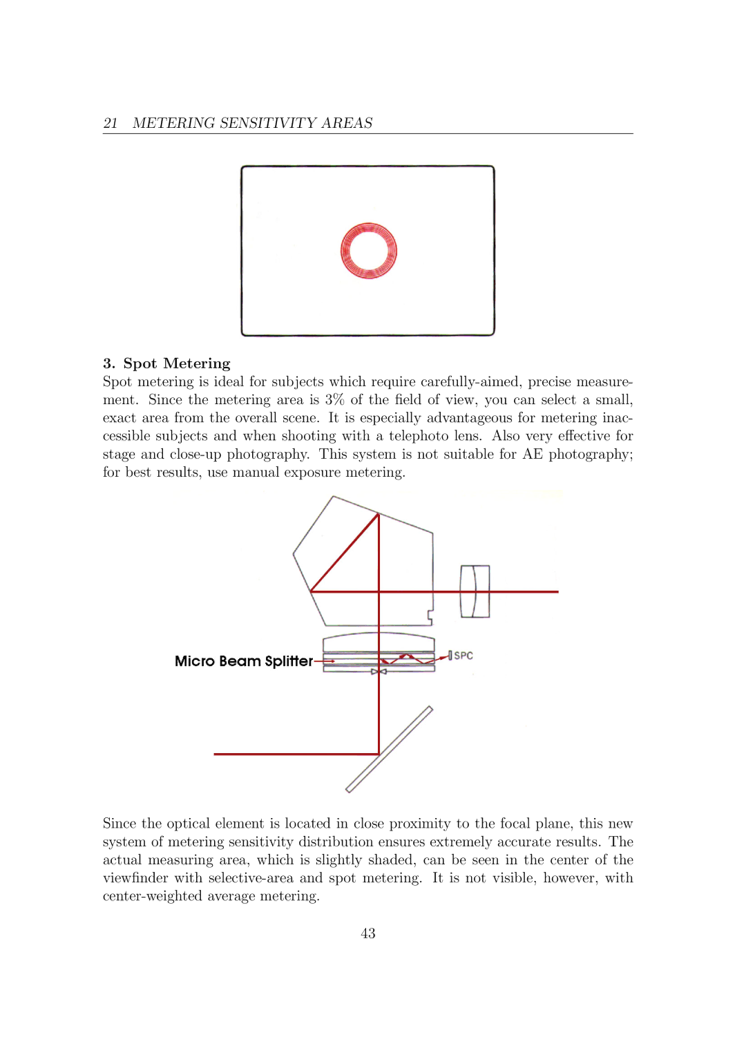 Canon F1-N manual Metering Sensitivity Areas 