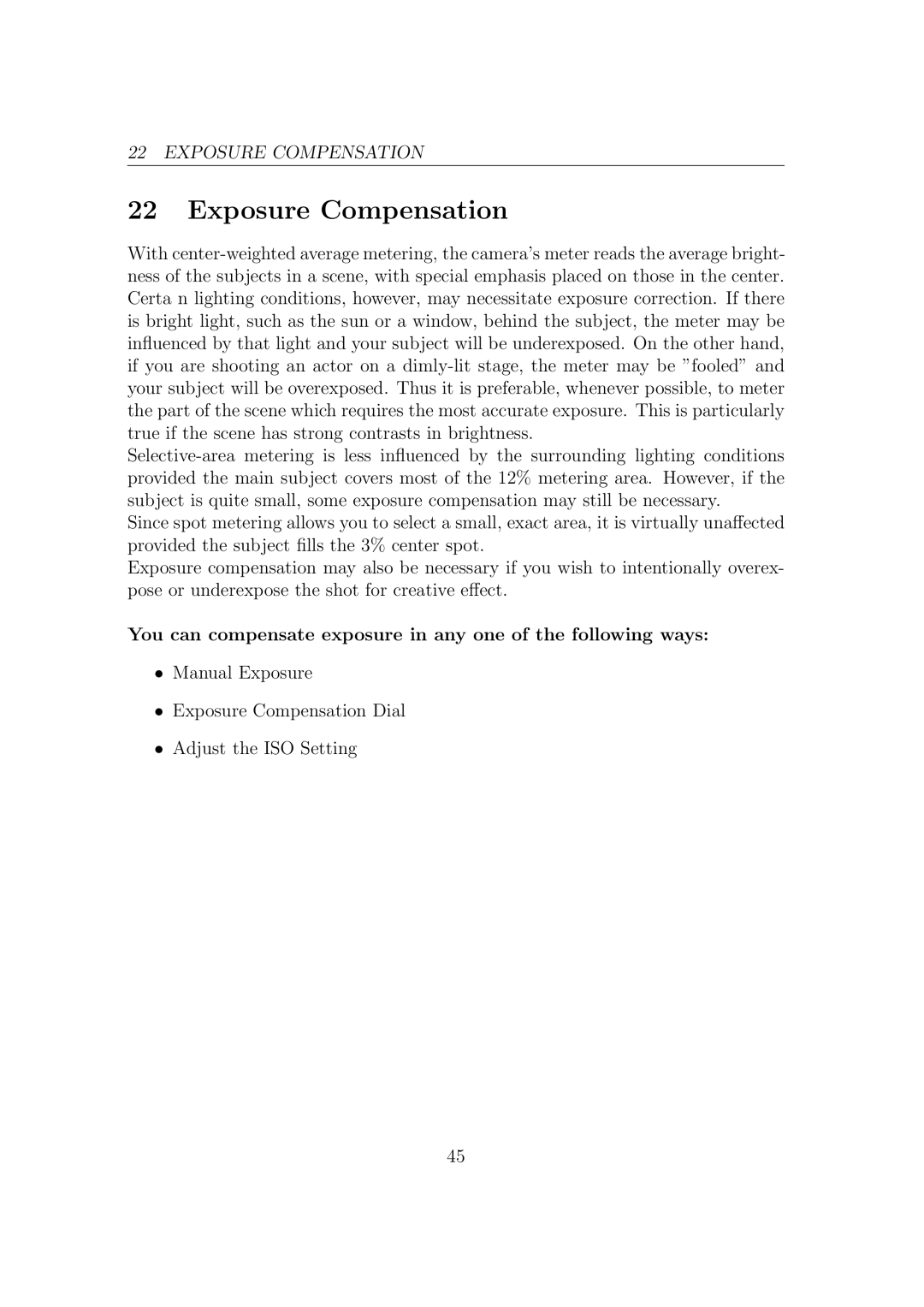 Canon F1-N manual Exposure Compensation 