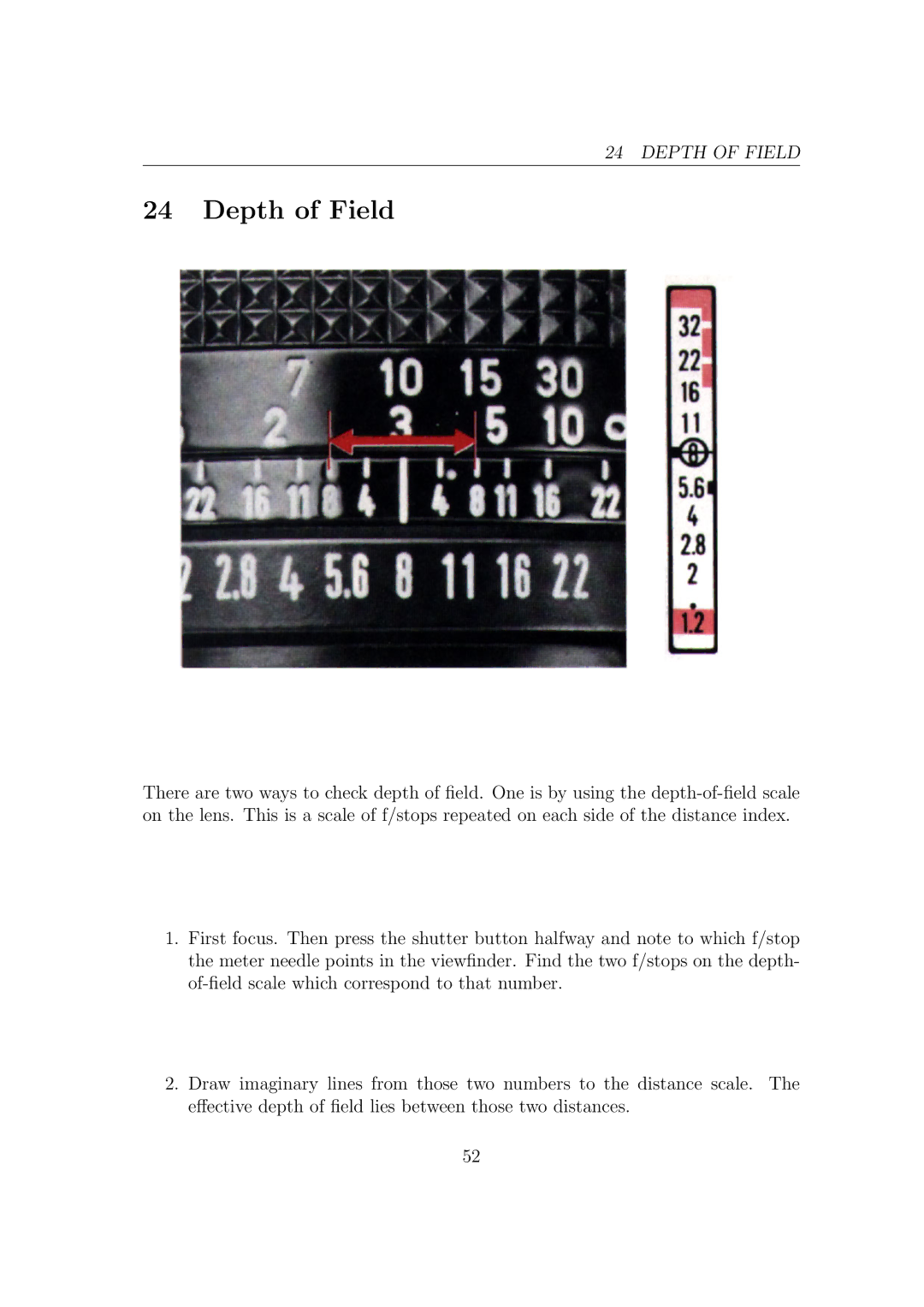 Canon F1-N manual Depth of Field 