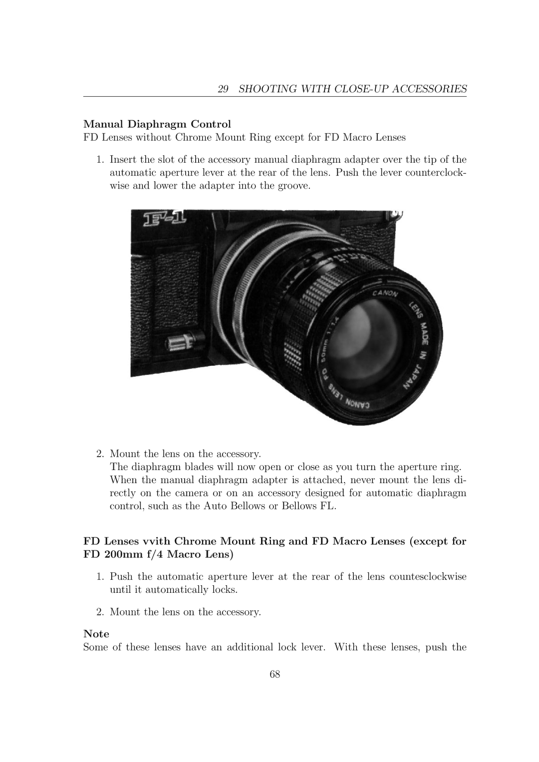 Canon F1-N manual Shooting with CLOSE-UP Accessories 