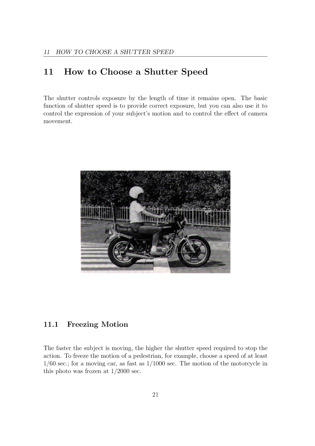 Canon F1N Camera manual How to Choose a Shutter Speed, Freezing Motion 