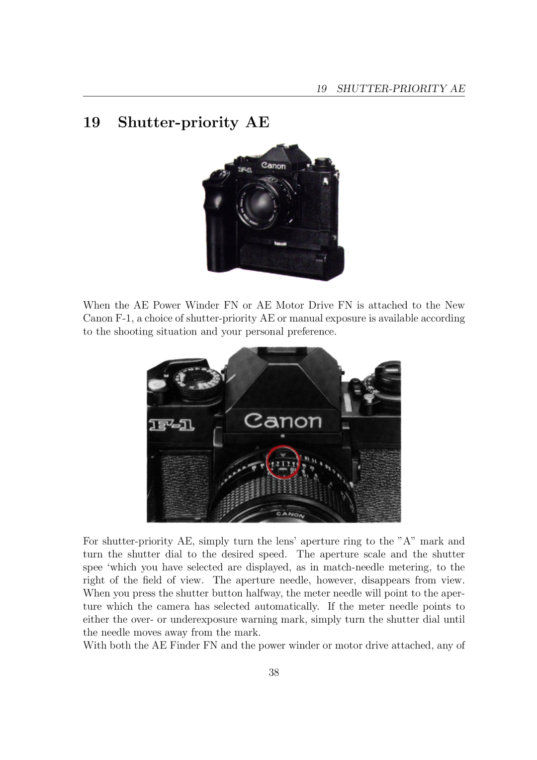 Canon F1N Camera manual Shutter-priority AE 