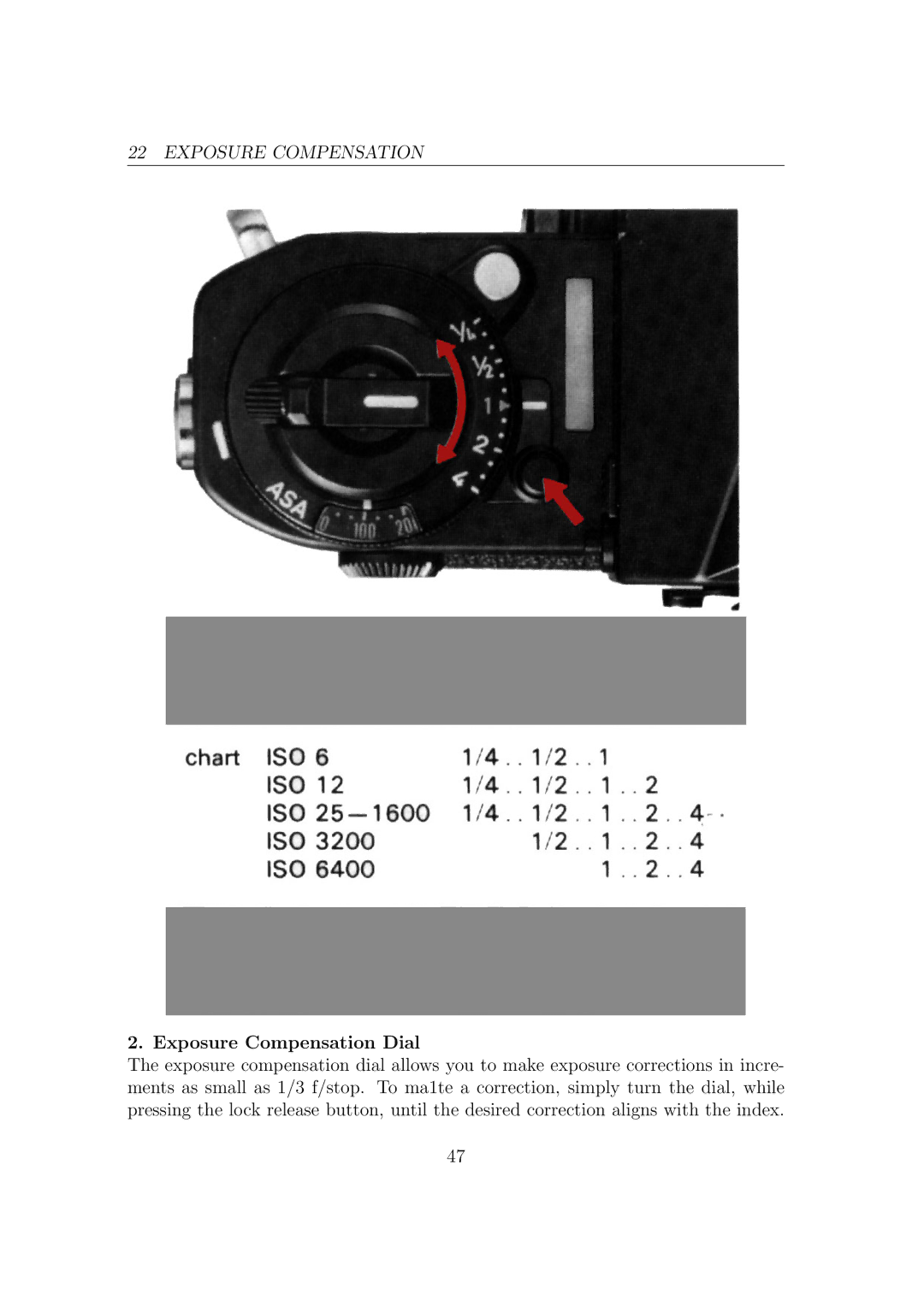 Canon F1N Camera manual Exposure Compensation 