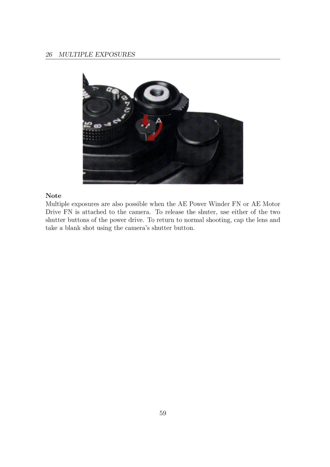 Canon F1N Camera manual Multiple Exposures 