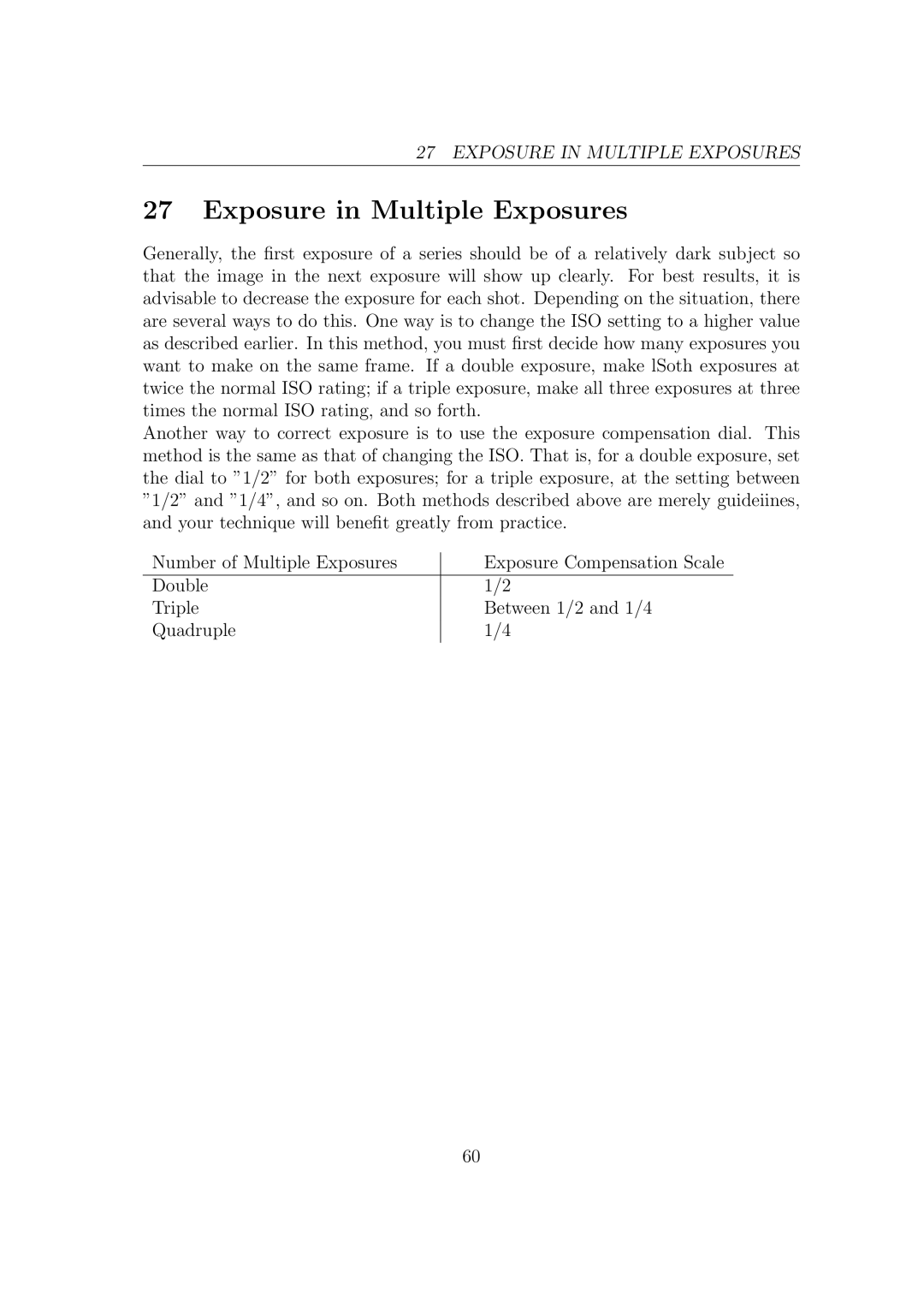 Canon F1N Camera manual Exposure in Multiple Exposures 