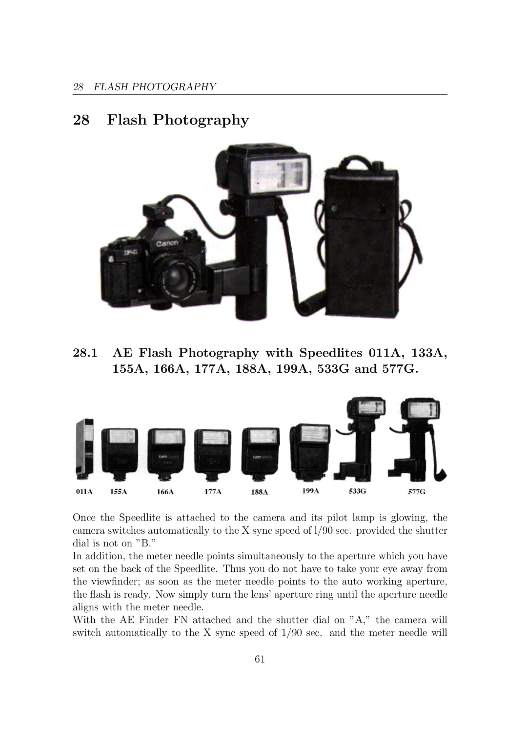 Canon F1N Camera manual Flash Photography 