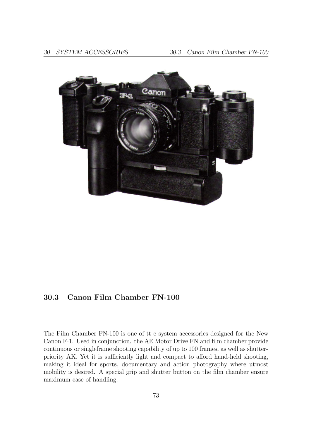 Canon F1N Camera manual Canon Film Chamber FN-100 