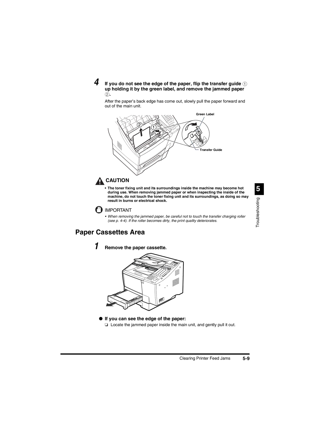 Canon FAX-L2000IP manual Paper Cassettes Area 