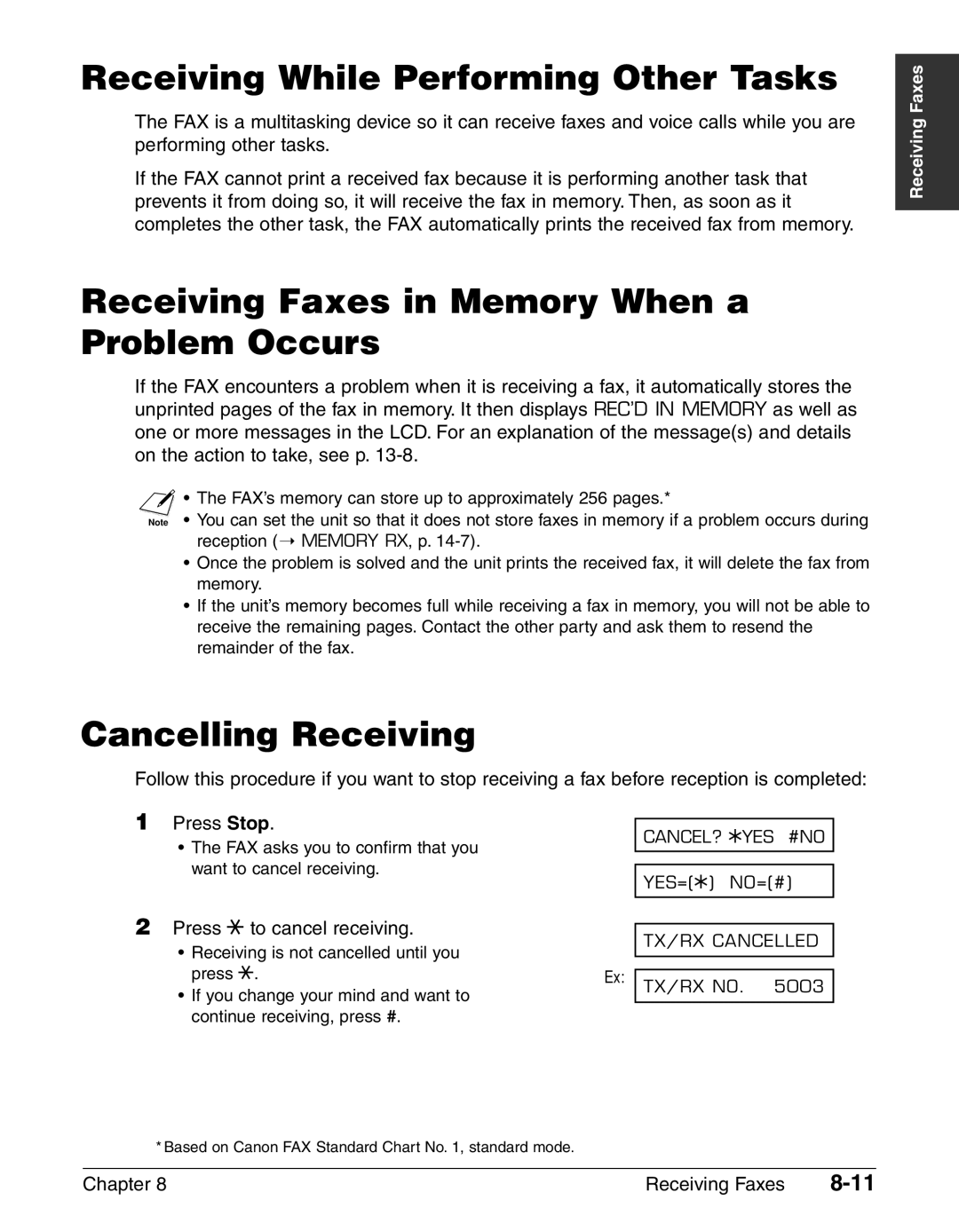 Canon FAX-L240, FAX-L290 manual Receiving While Performing Other Tasks, Receiving Faxes in Memory When a Problem Occurs 