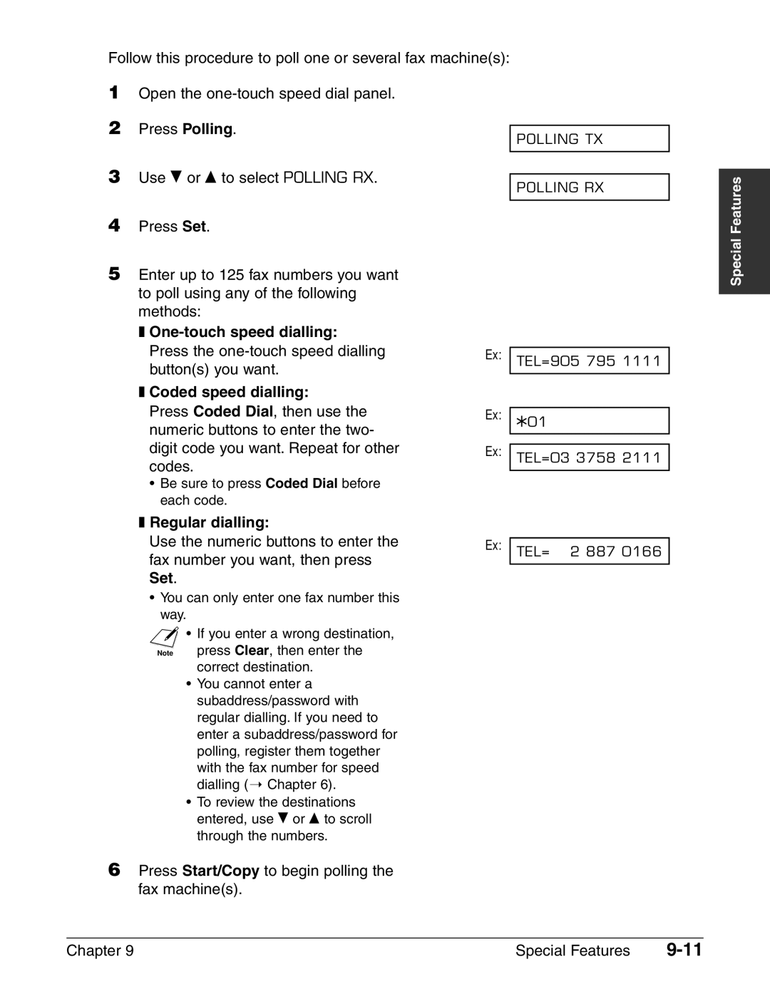 Canon FAX-L240, FAX-L290 manual One-touch speed dialling, Press Start/Copy to begin polling the fax machines 