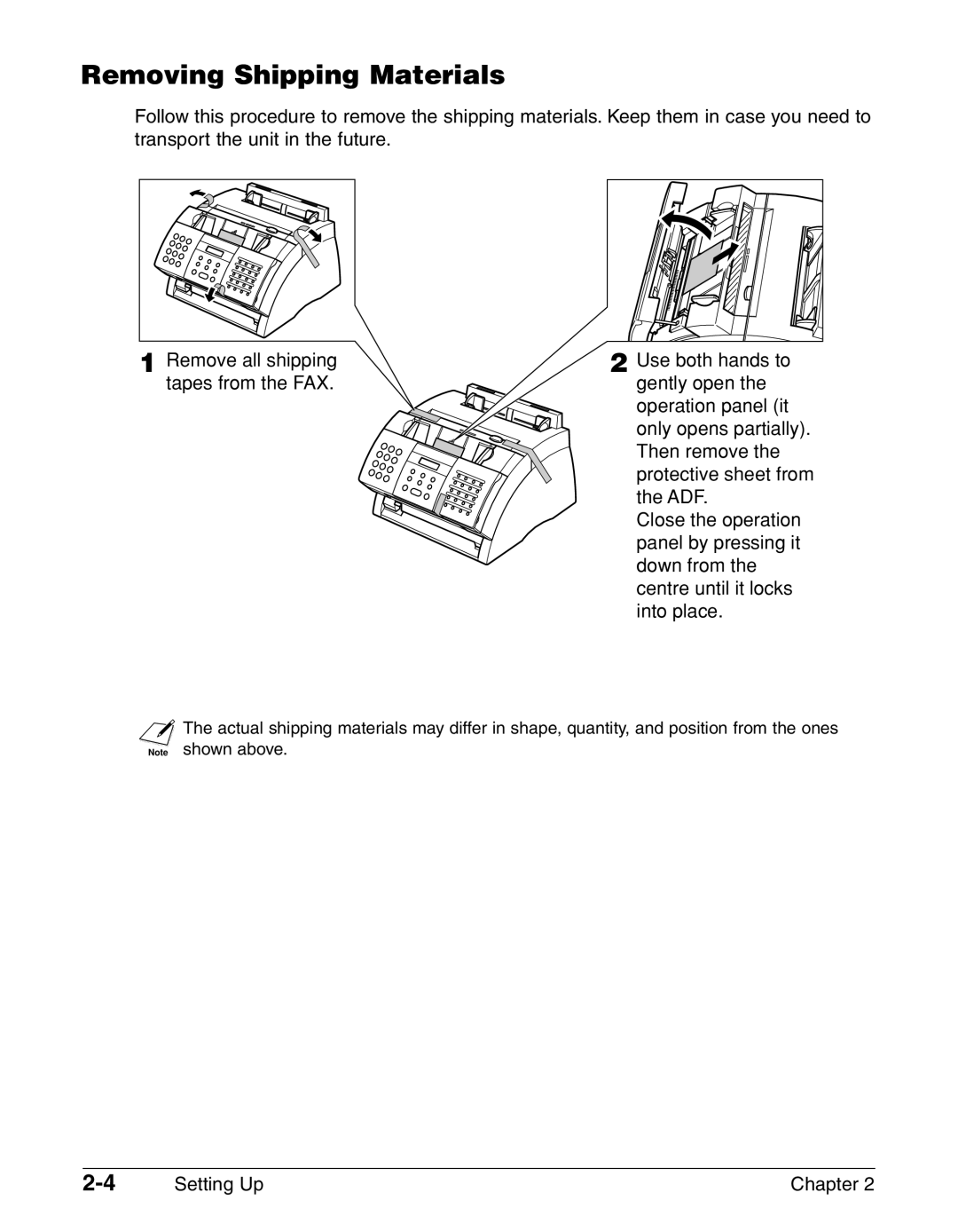 Canon FAX-L290, FAX-L240 manual Removing Shipping Materials 