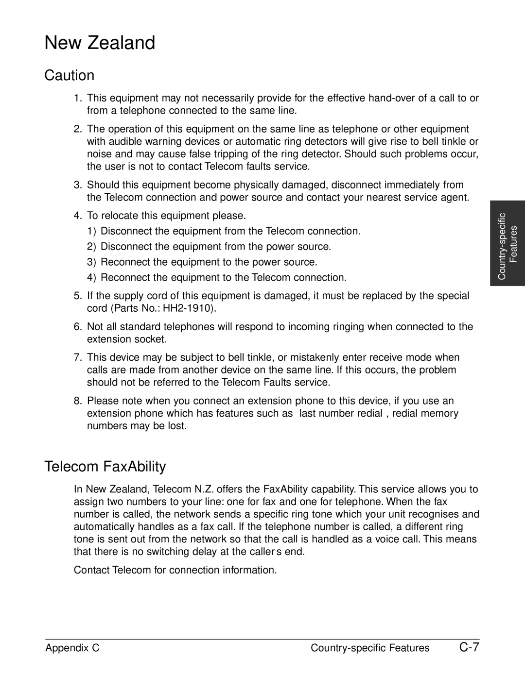 Canon FAX-L240, FAX-L290 manual New Zealand, Telecom FaxAbility 