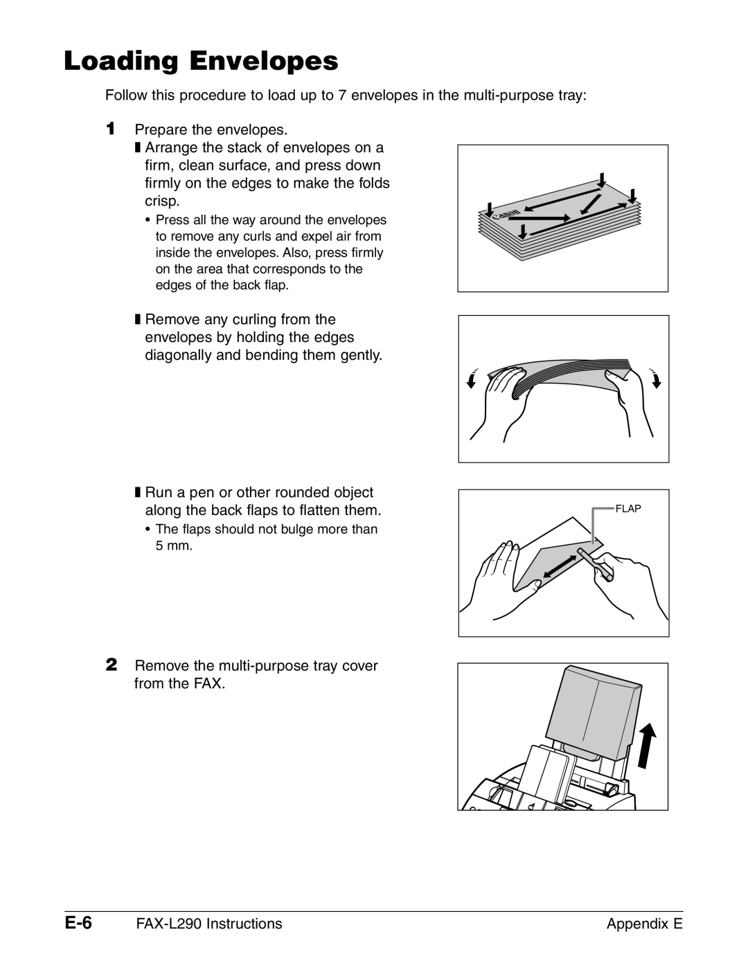 Canon FAX-L290, FAX-L240 manual Loading Envelopes 