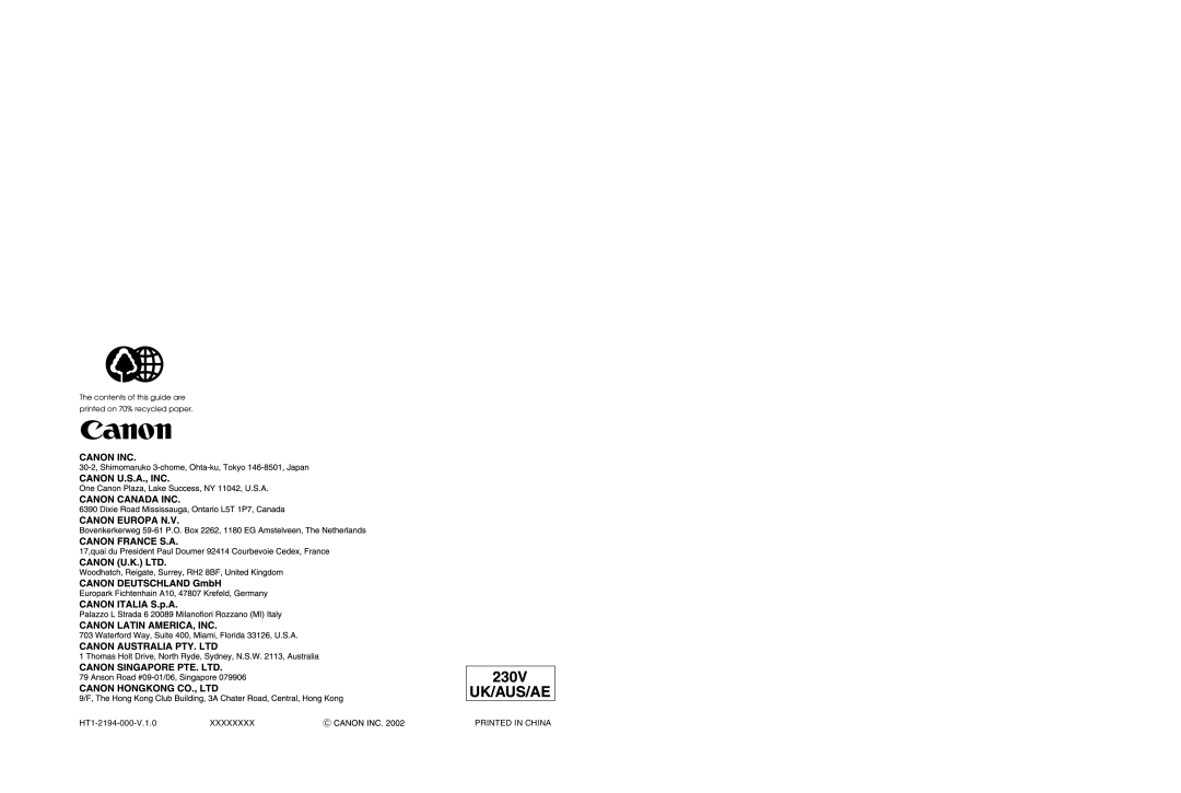 Canon FAX-L240, FAX-L290 manual HT1-2194-000-V.1.0XXXXXXXX 