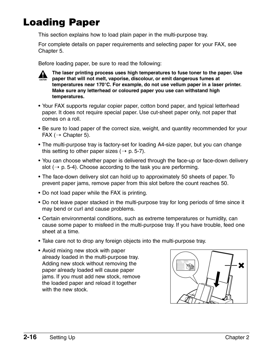 Canon FAX-L290, FAX-L240 manual Loading Paper 