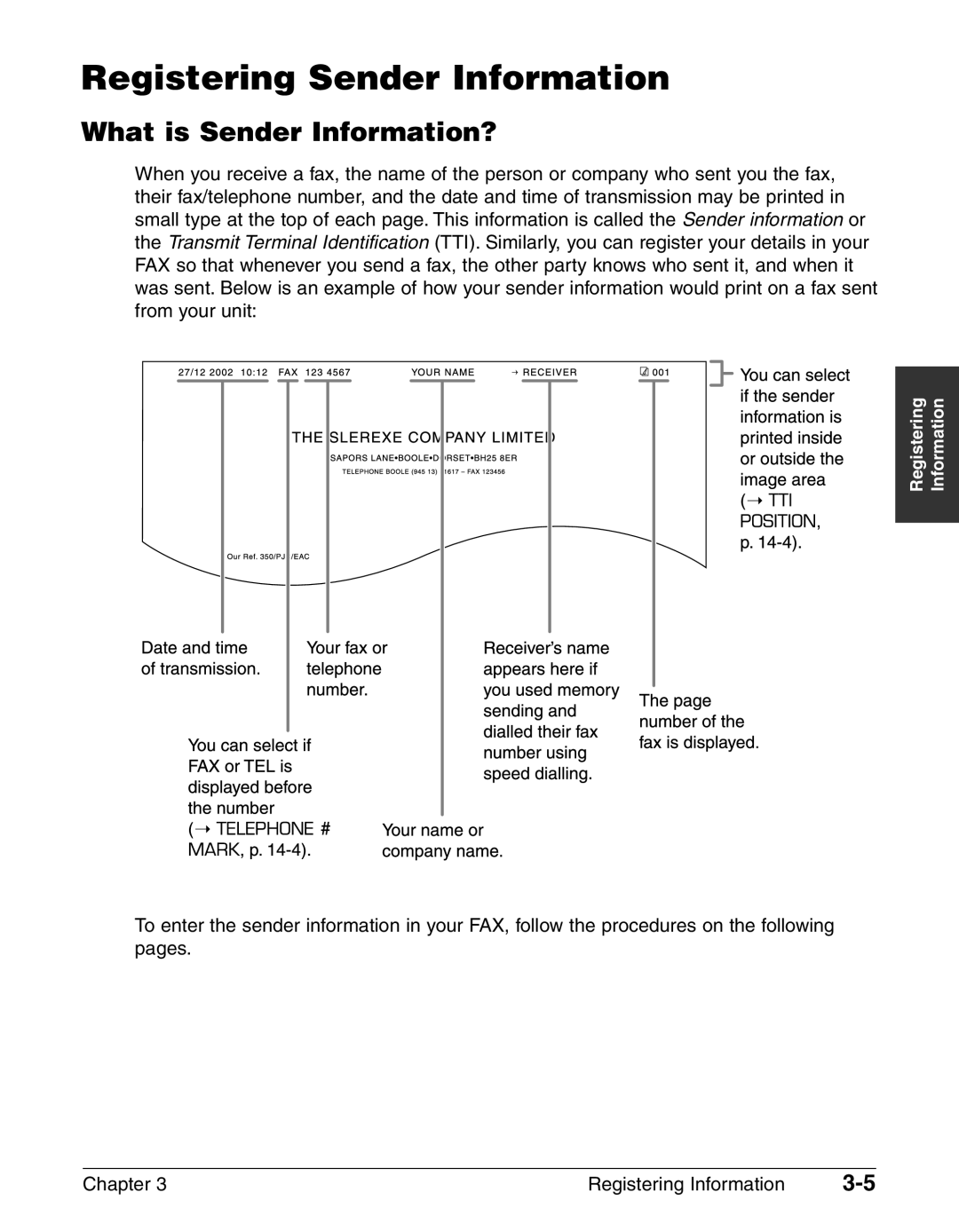 Canon FAX-L240, FAX-L290 manual Registering Sender Information, What is Sender Information? 