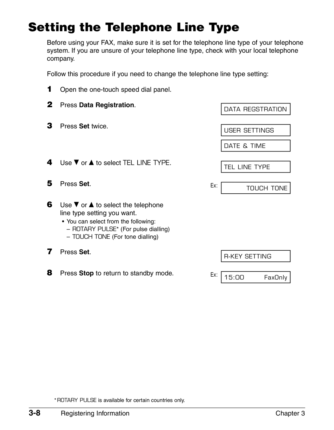 Canon FAX-L290, FAX-L240 manual Setting the Telephone Line Type 