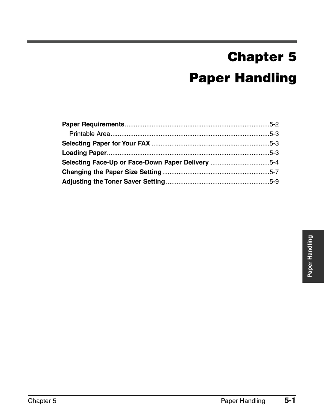 Canon FAX-L240, FAX-L290 manual Chapter Paper Handling 