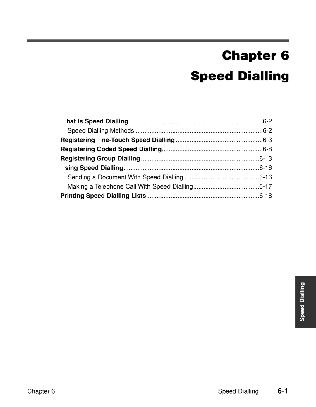 Canon FAX-L240, FAX-L290 manual Chapter Speed Dialling 