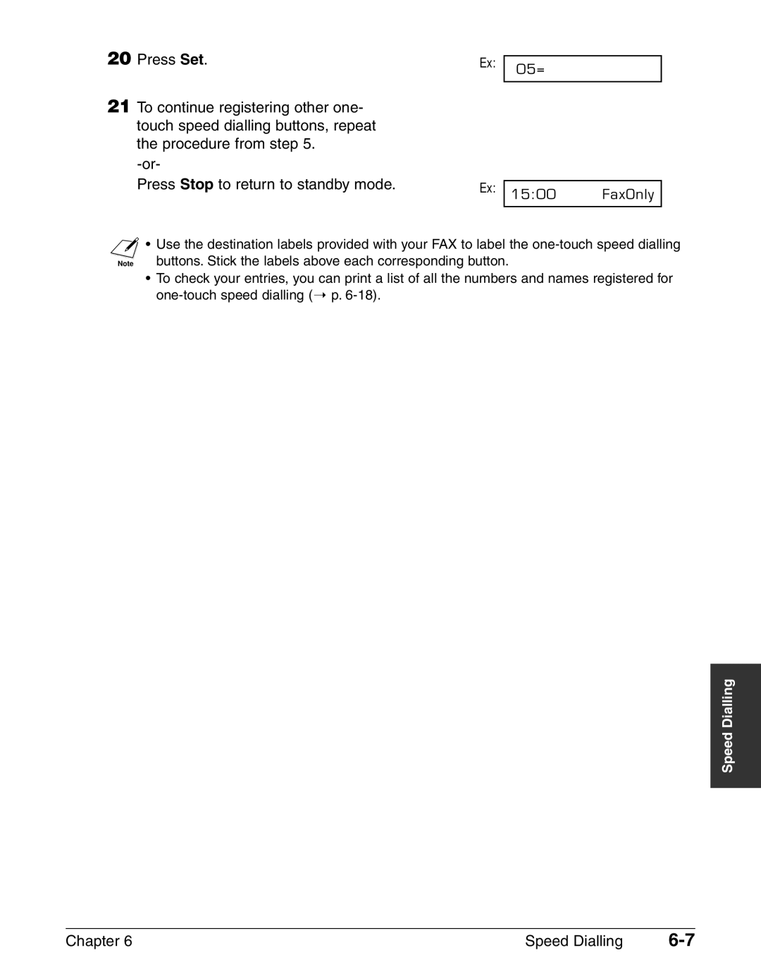 Canon FAX-L240, FAX-L290 manual Chapter Speed Dialling 