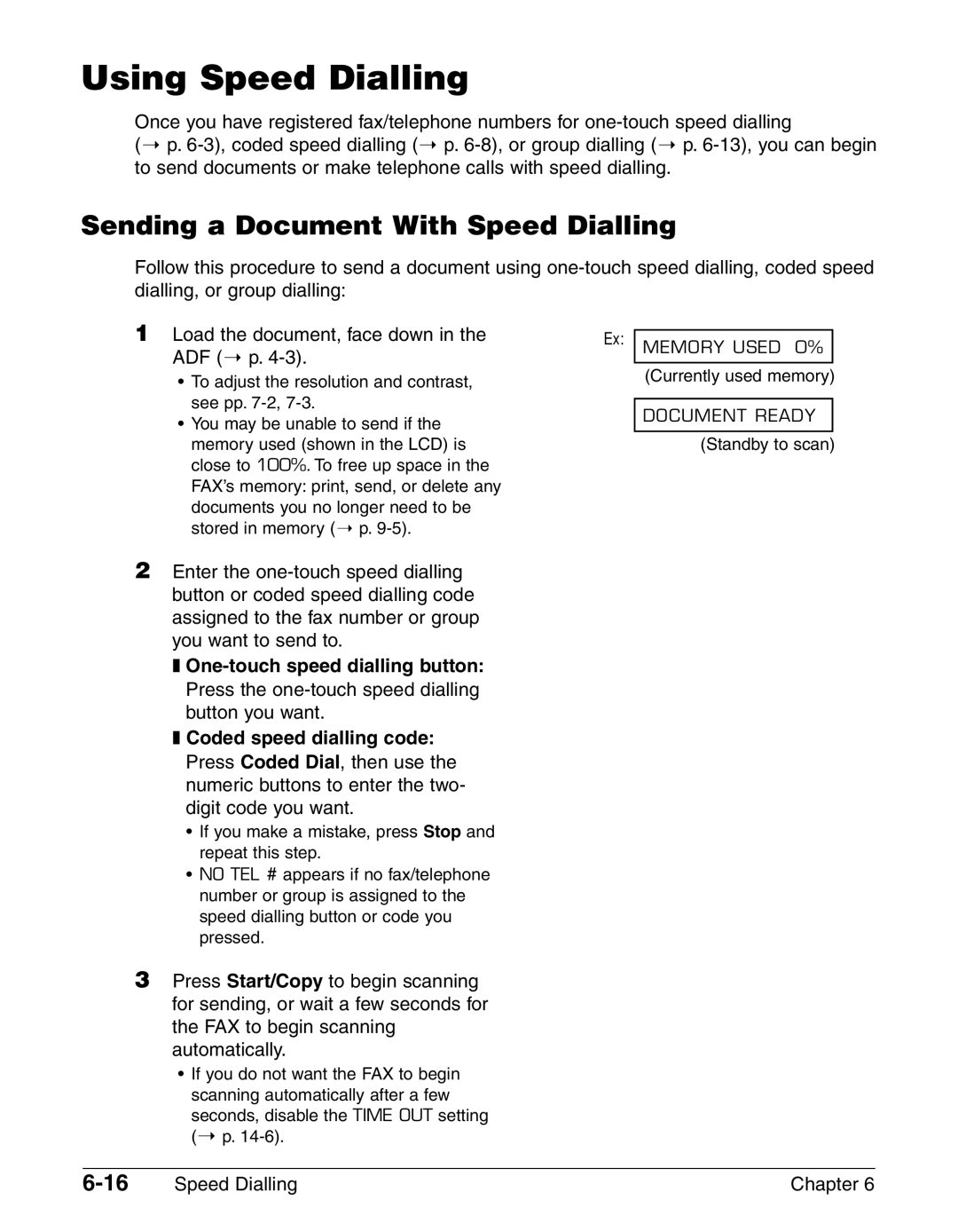 Canon FAX-L290, FAX-L240 manual Using Speed Dialling, Sending a Document With Speed Dialling 