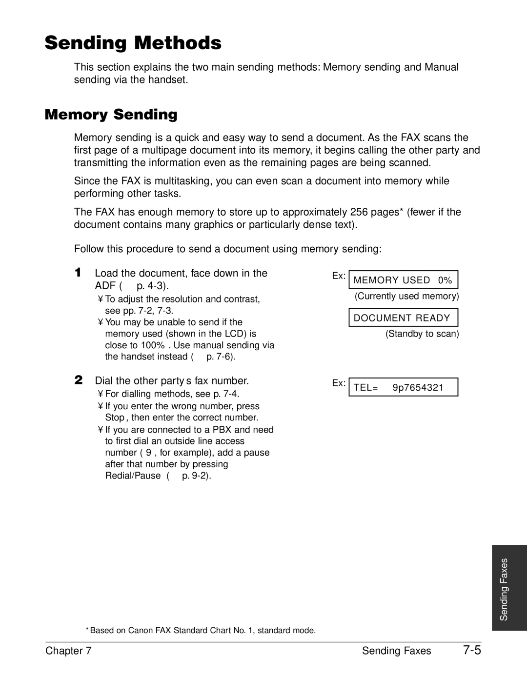 Canon FAX-L240, FAX-L290 manual Sending Methods, Memory Sending, Dial the other party’s fax number 