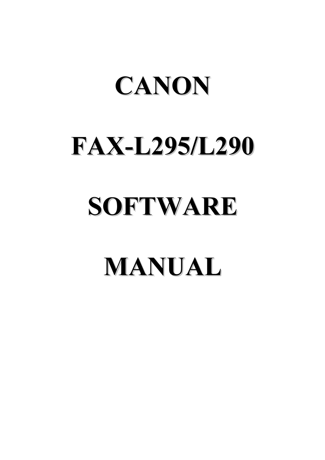 Canon FAX-L295/L290 manual Canon 