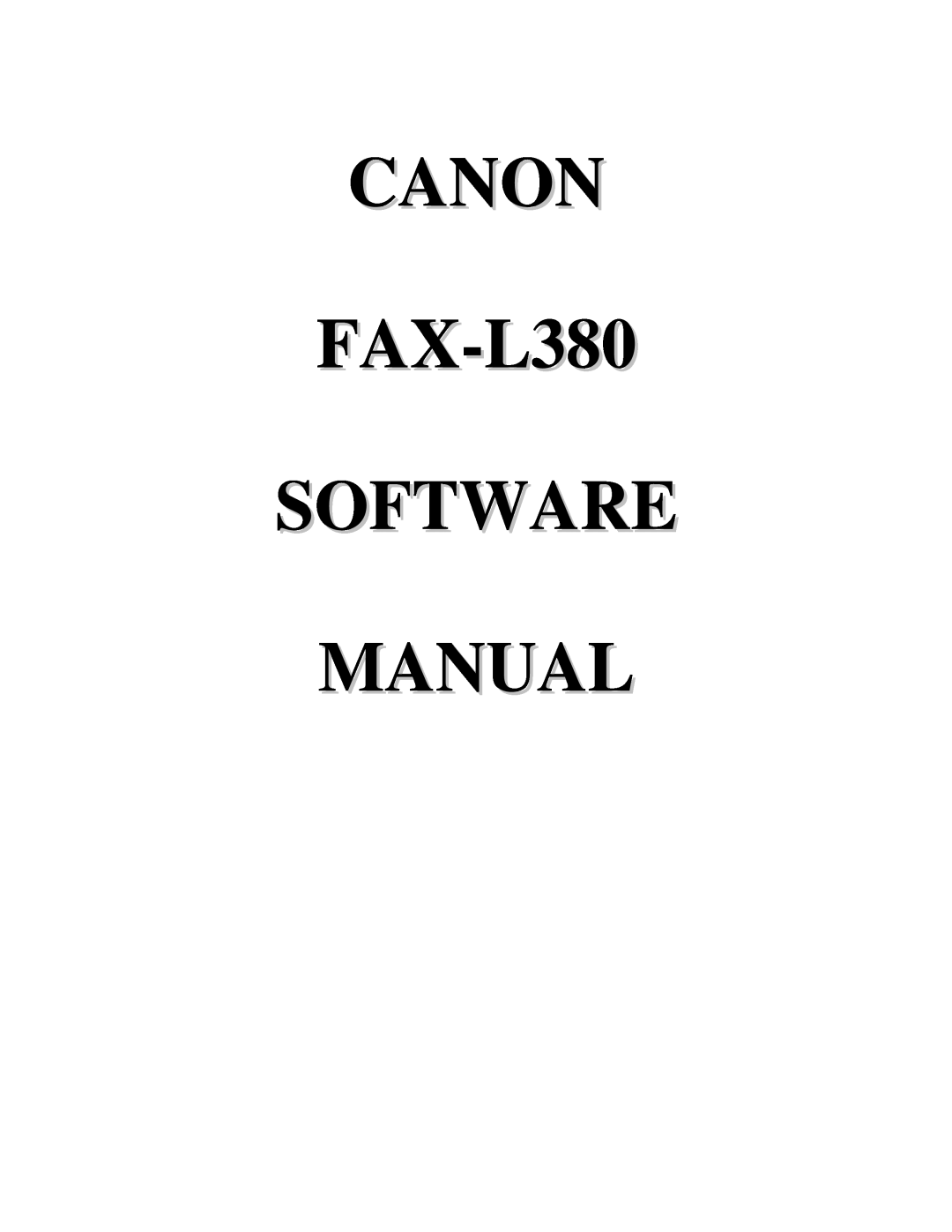 Canon manual CANON FAX-L380 SOFTWARE MANUAL 