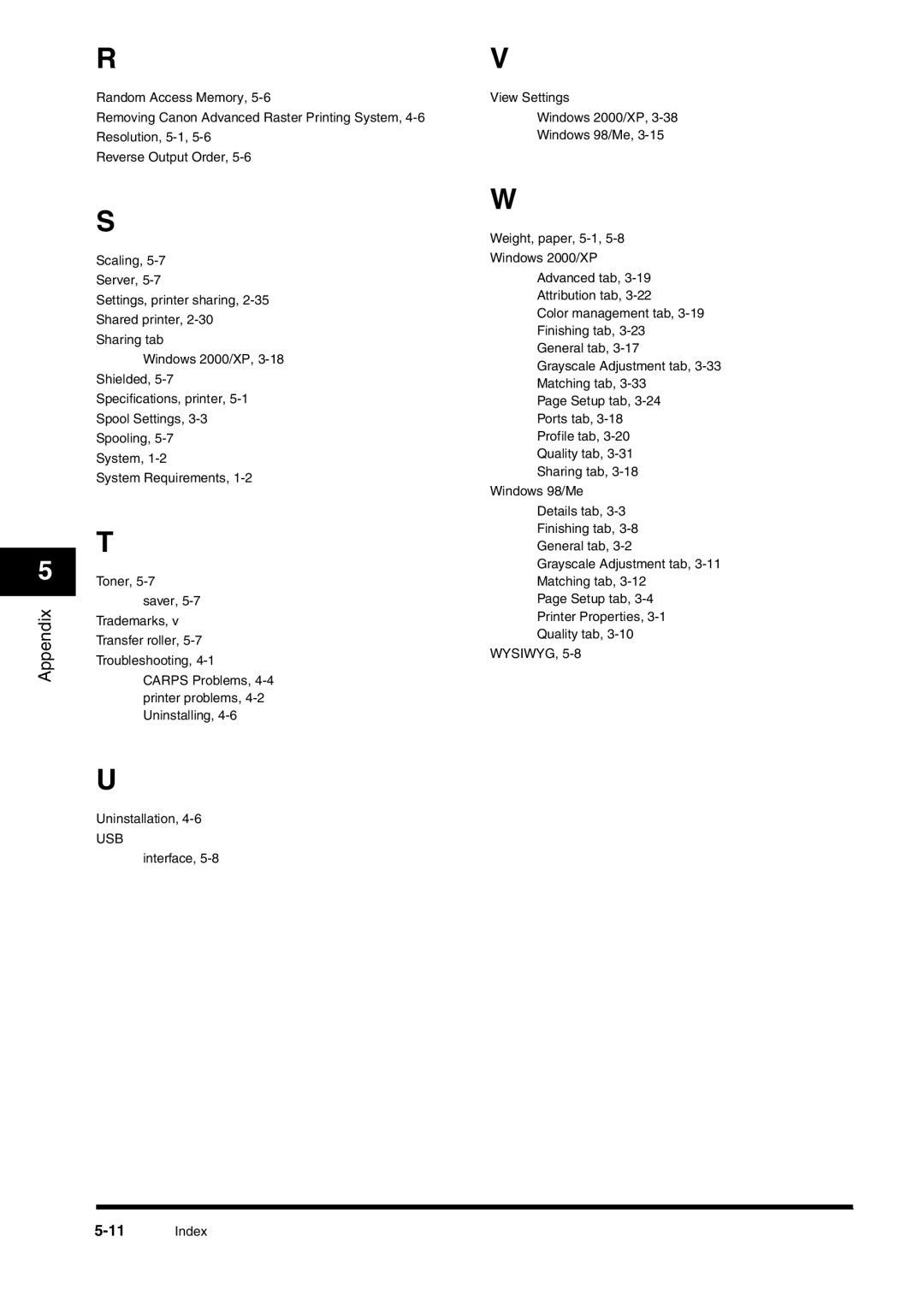 Canon FAX-L380 manual Index 