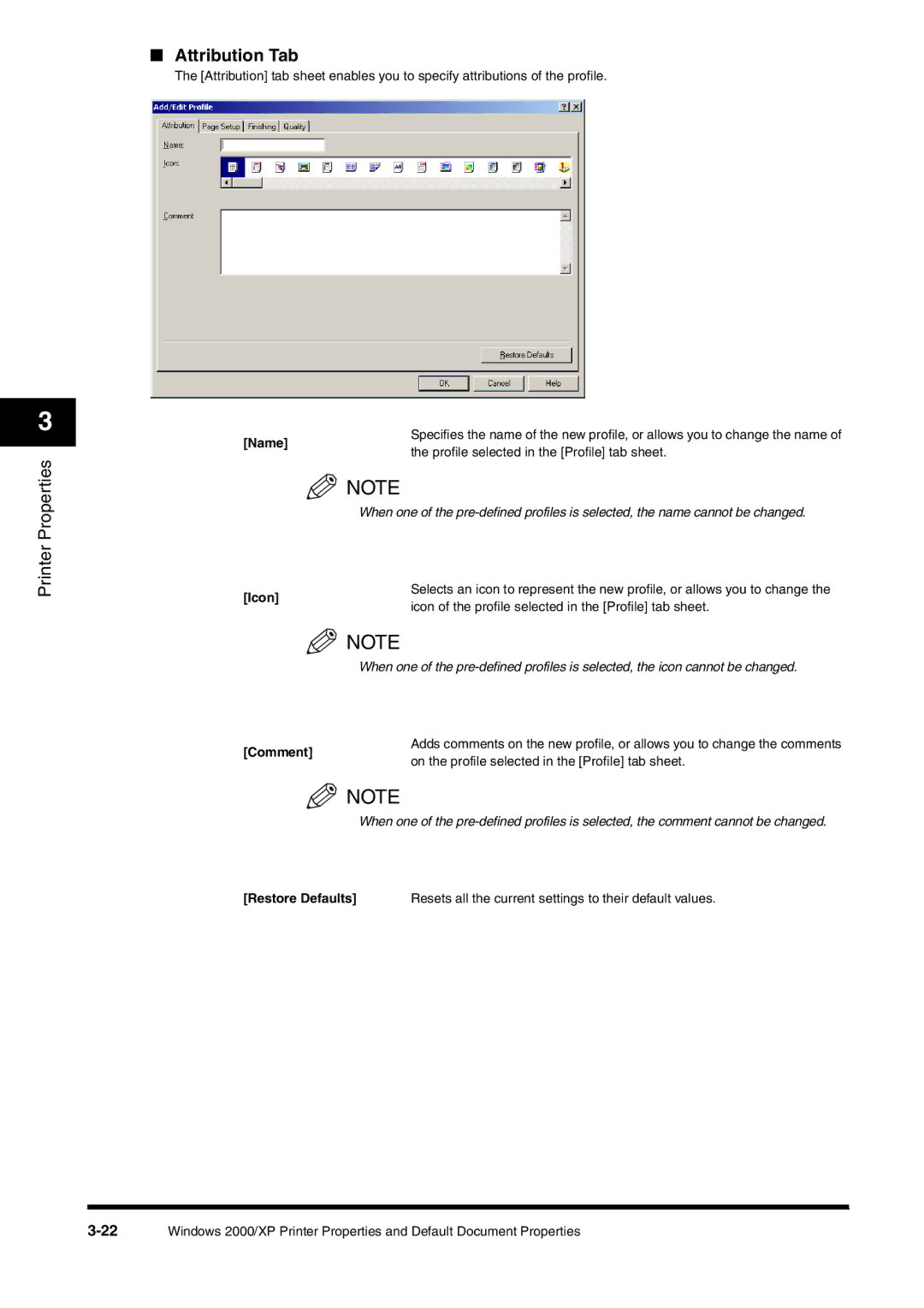 Canon FAX-L380 manual Attribution Tab, Printer Properties 