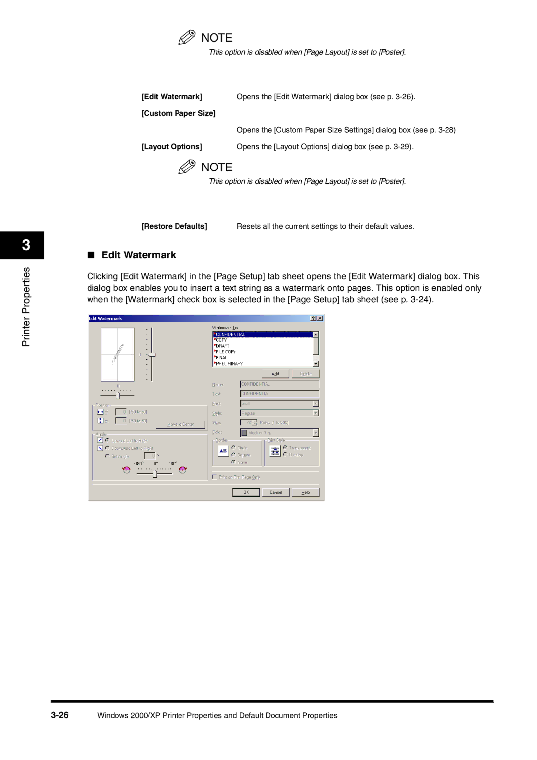 Canon FAX-L380 manual Edit Watermark 