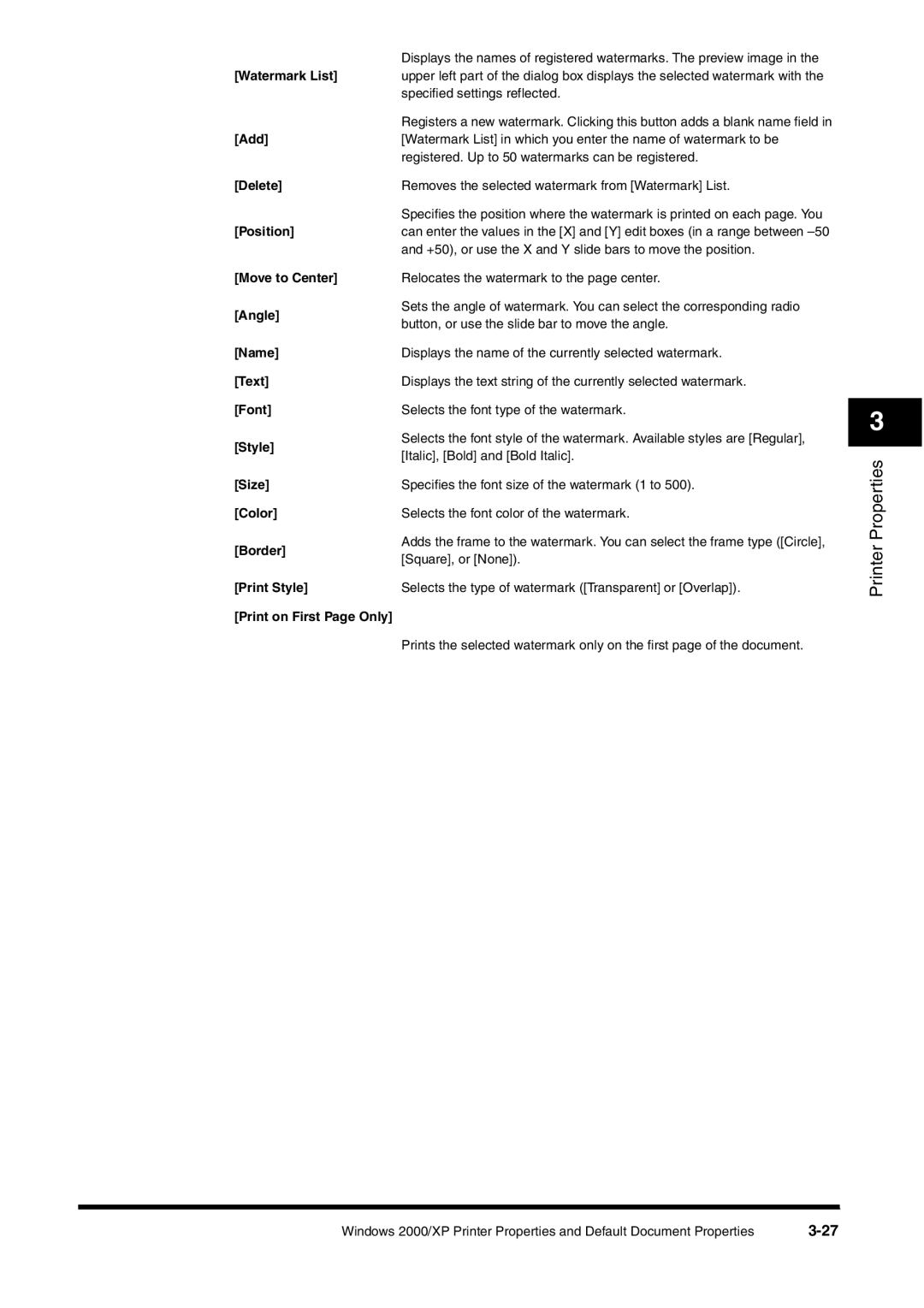 Canon FAX-L380 manual Watermark List 