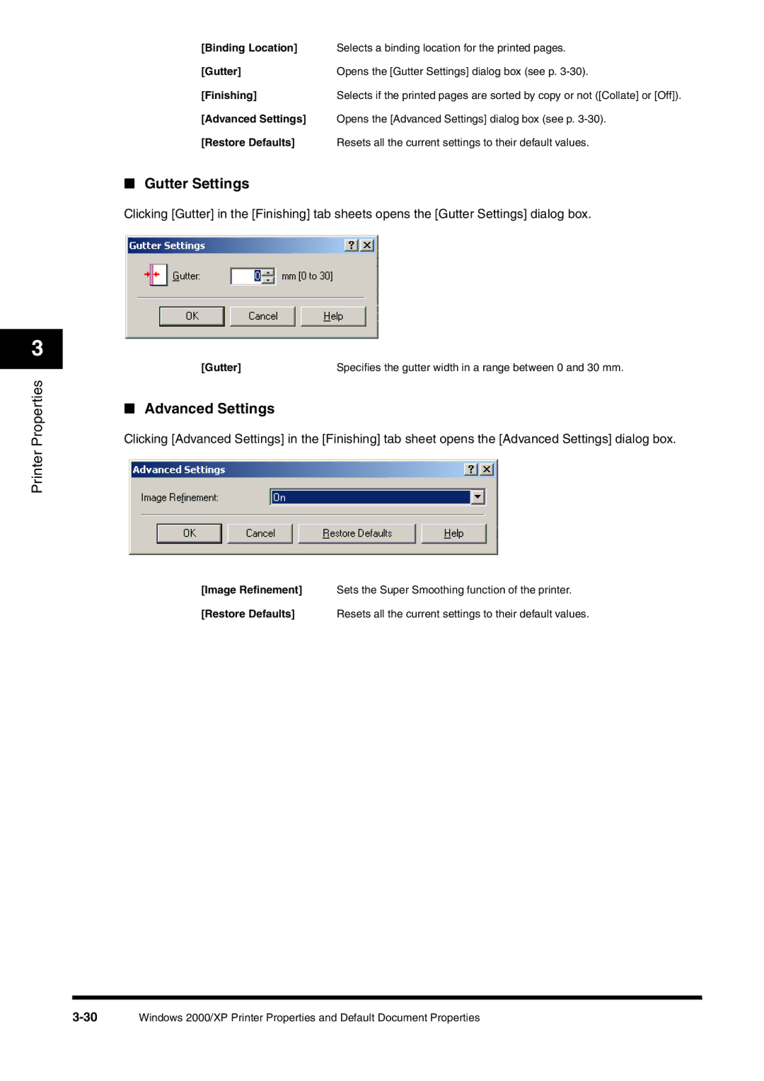 Canon FAX-L380 manual Gutter Settings 