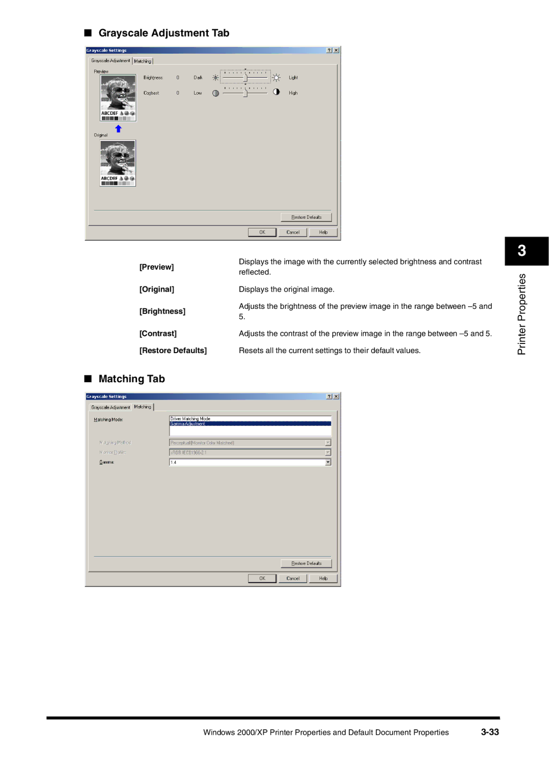 Canon FAX-L380 manual Grayscale Adjustment Tab 