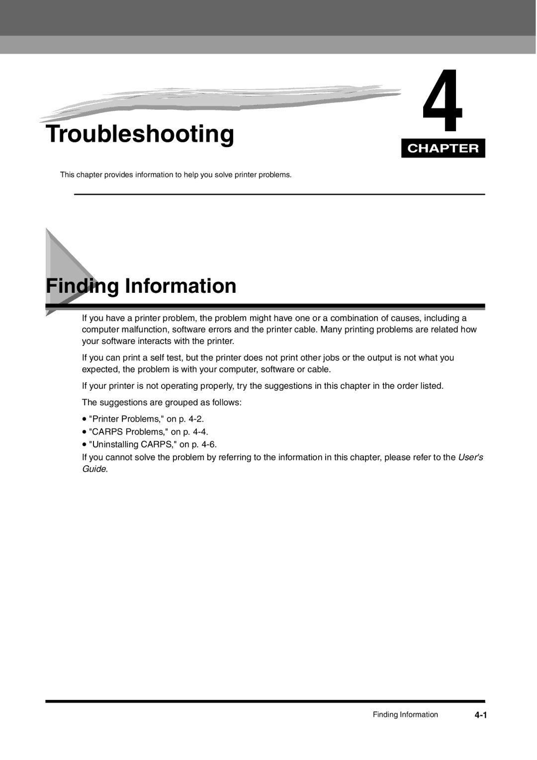 Canon FAX-L380 manual Troubleshooting, Finding Information 