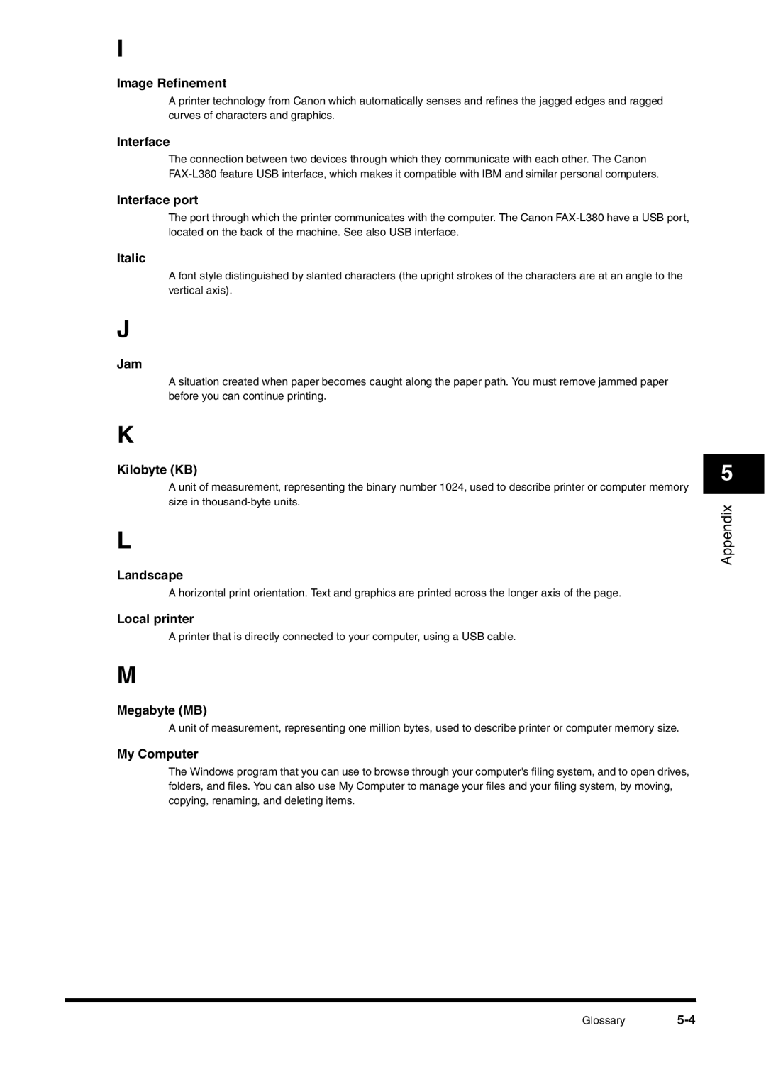 Canon FAX-L380 manual Landscape 